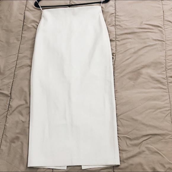 ZARA leather cream midi skirt. - Picture 2 of 3